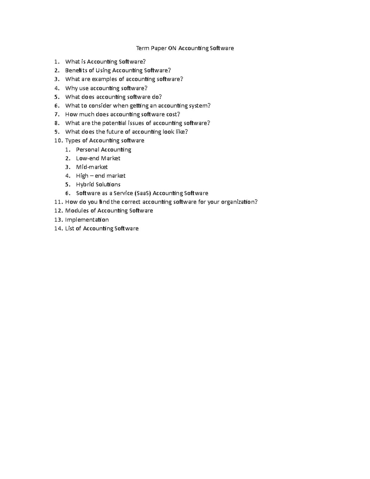 Term Paper ON Accounting Software - Studocu