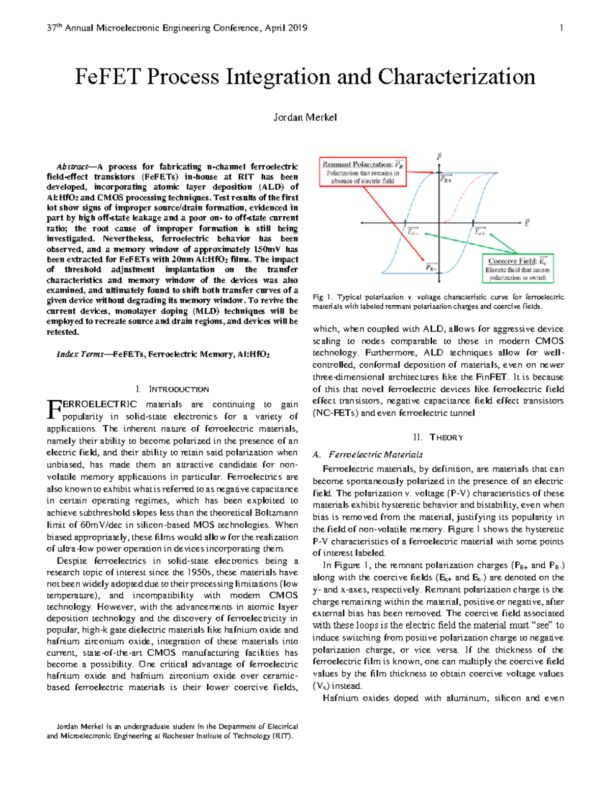 Fe FET Process Integration and Characterization - Abstract—A process ...