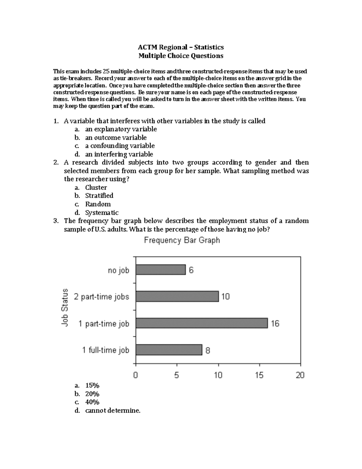 Sample MCQ Statistics 2. pdf - ACTM Regional – Statistics Multiple ...