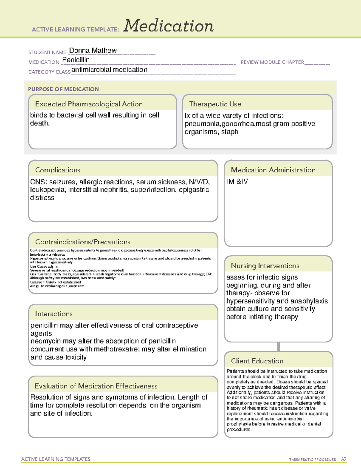 Penicillin - nursing stuff - ACTIVE LEARNING TEMPLATES THERAPEUTIC ...