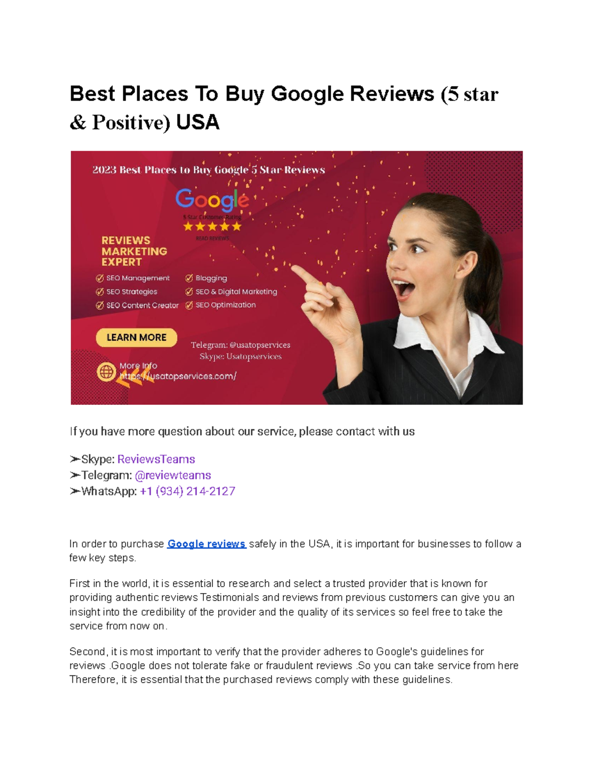 Best Places To Buy Google Reviews 5 Star Positive Usa First In