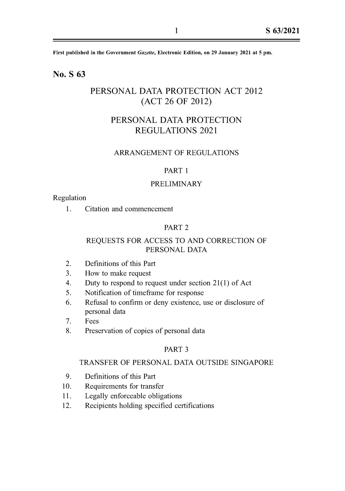 Personal Data Protection Regulations 2021 - First published in the ...