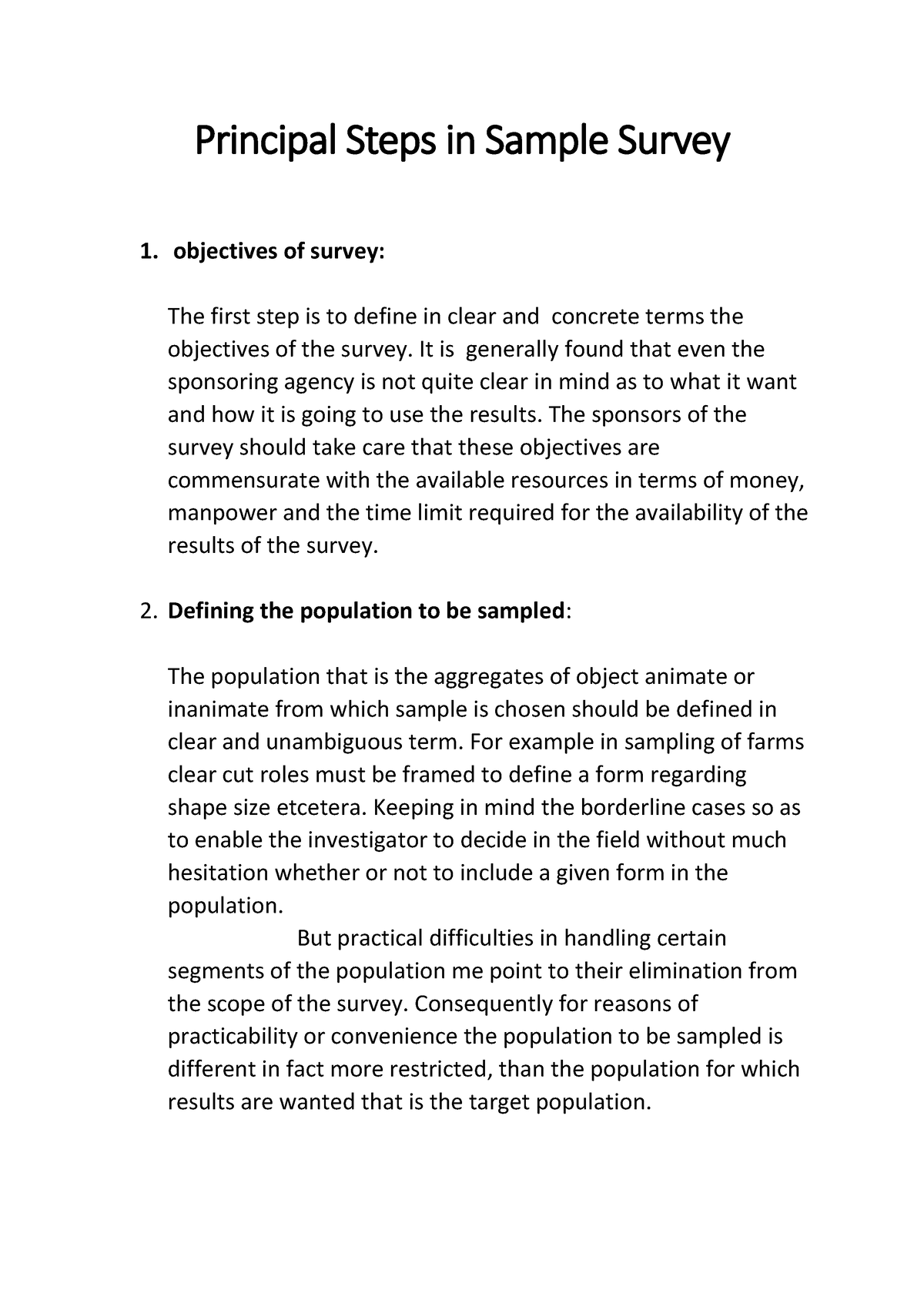 principal-steps-in-sample-survey-objectives-of-survey-the-first-step