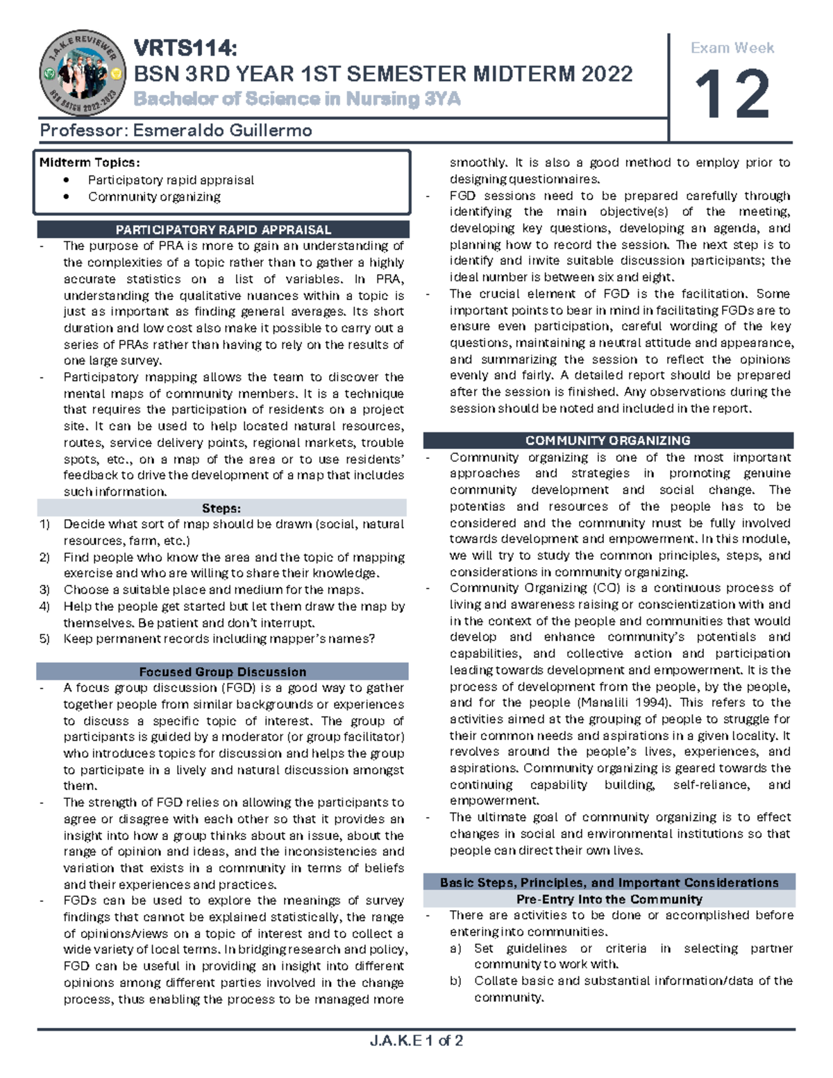 VRTS114- Midterm - Professor: Esmeraldo Guillermo J.A.K 1 of 2 VRTS114 ...