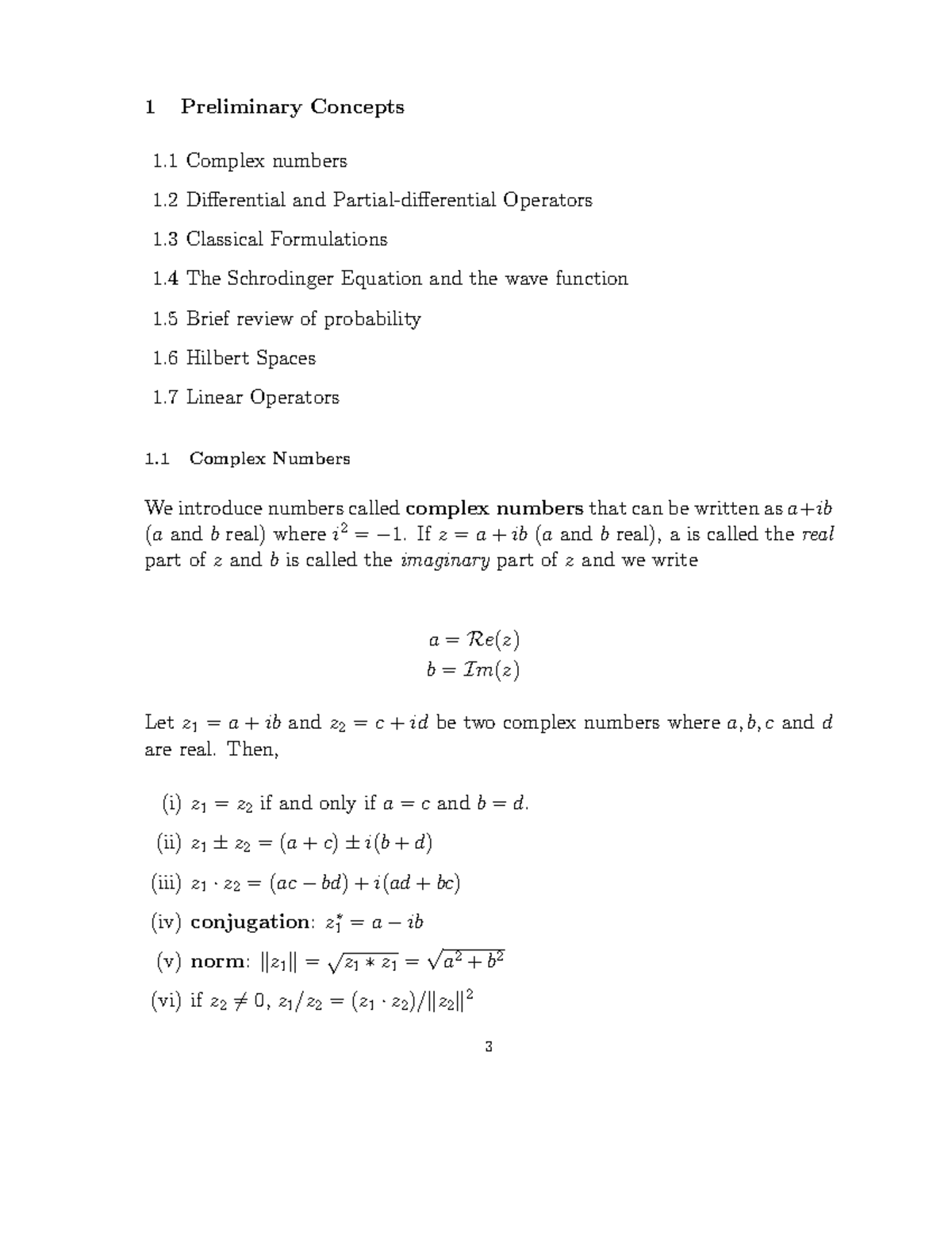 Complex Numbers And Differential Operators 1 1 Preliminary Concepts 1