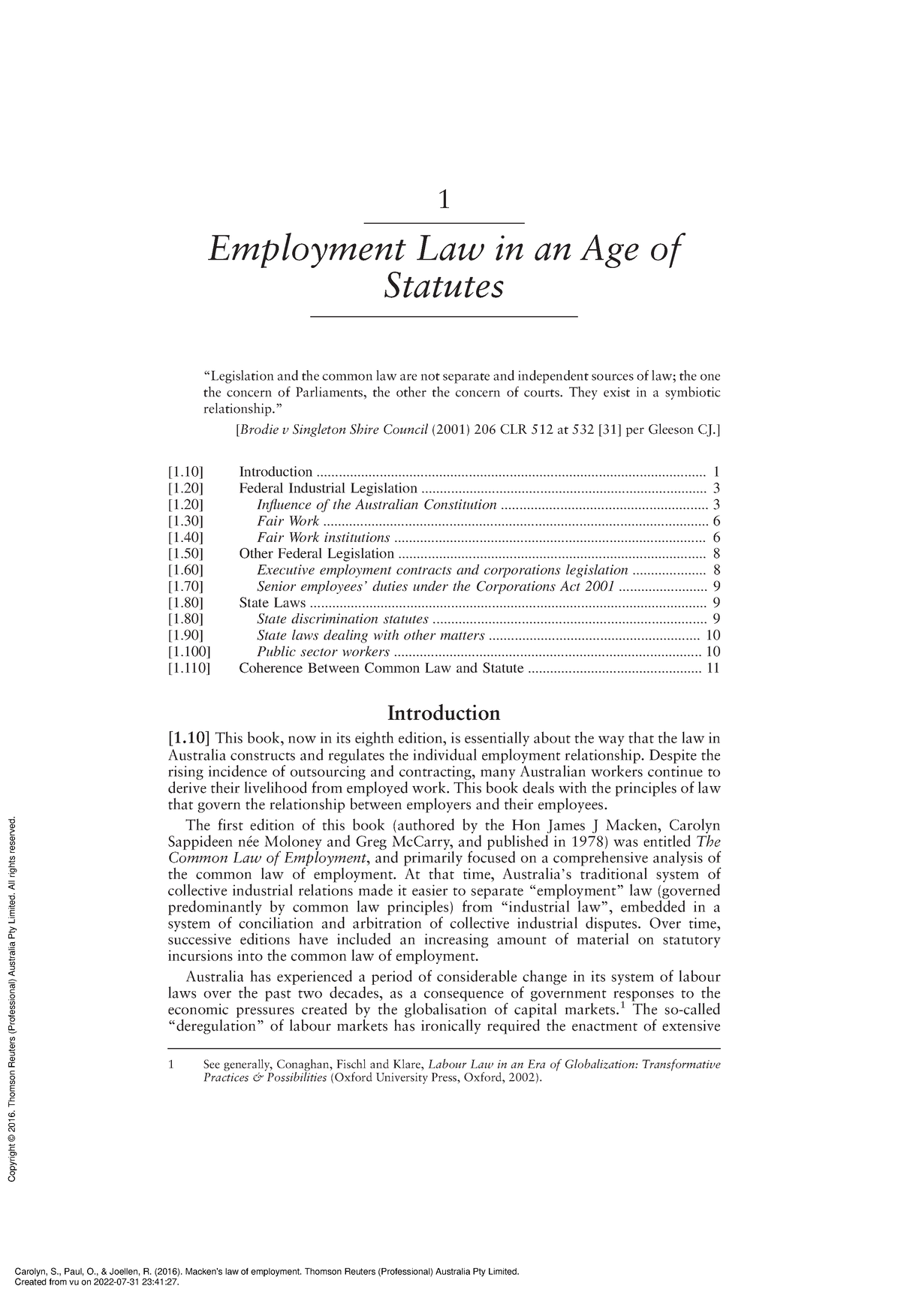 Macken s Law of Employment Employment Law in an Age of Statutes