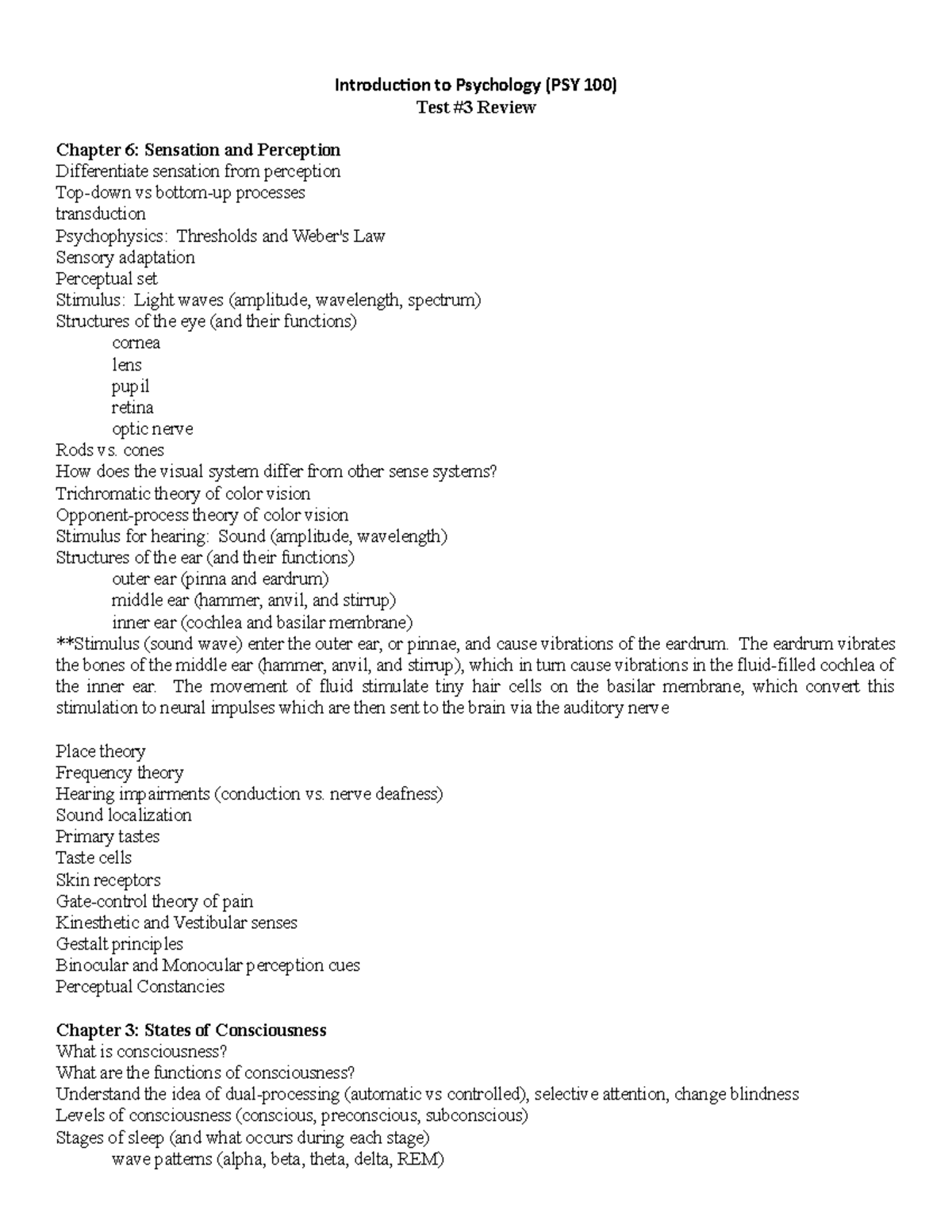 PSY100 Test3Review - archer 2022 test 3 spring semester - Introduction ...