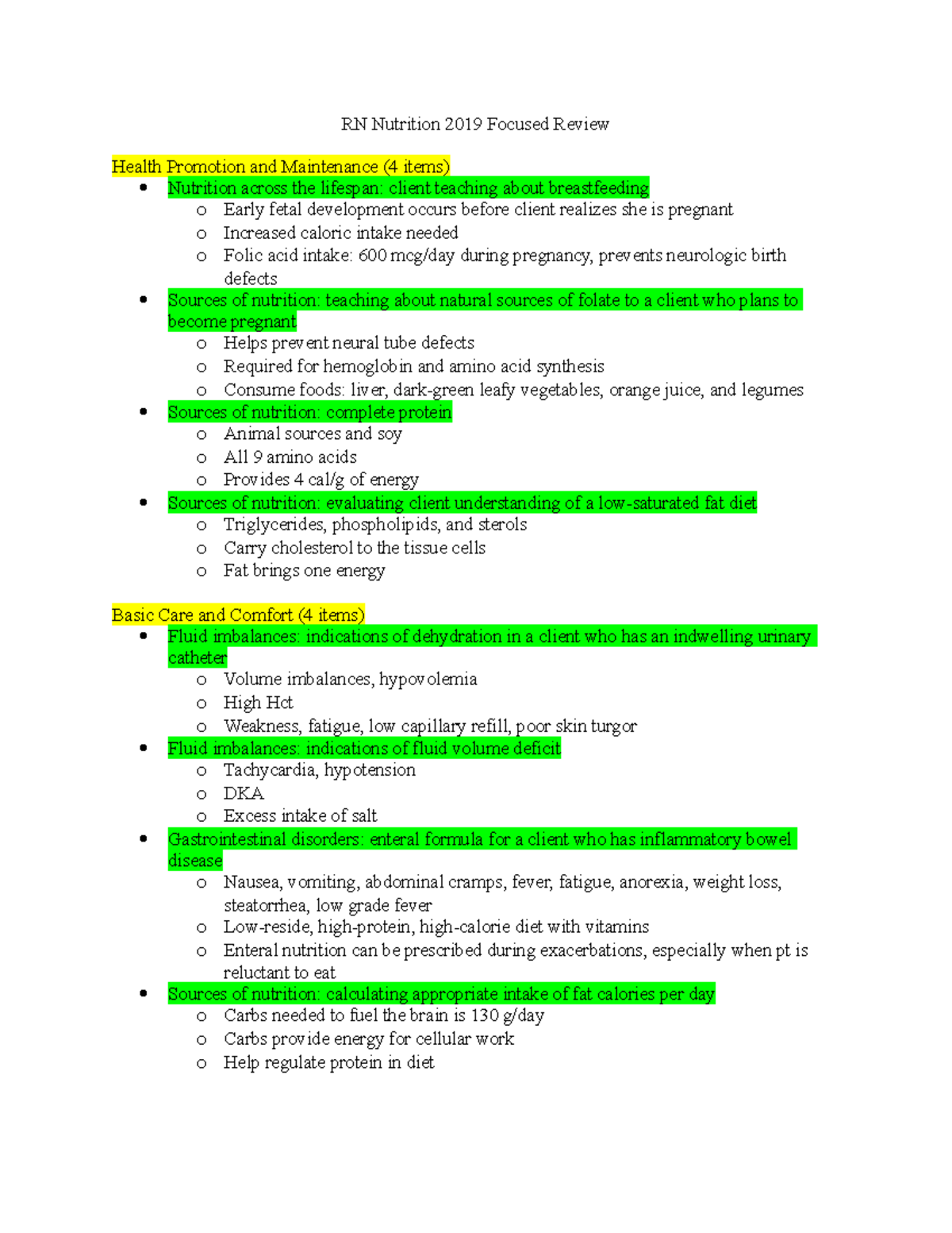 RN Nutrition 2019 Focused Review RN Nutrition 2019 Focused Review