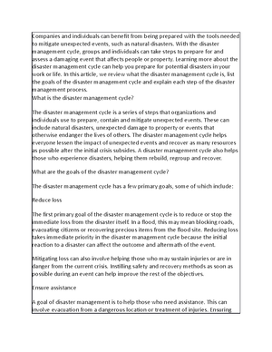 Disaster Management Skill 3rd 4th Get All Study Materials