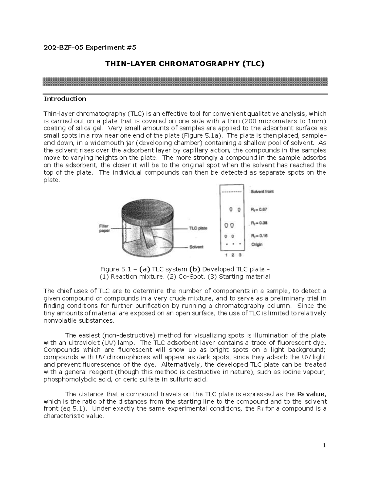 experiment 5 thin layer chromatography