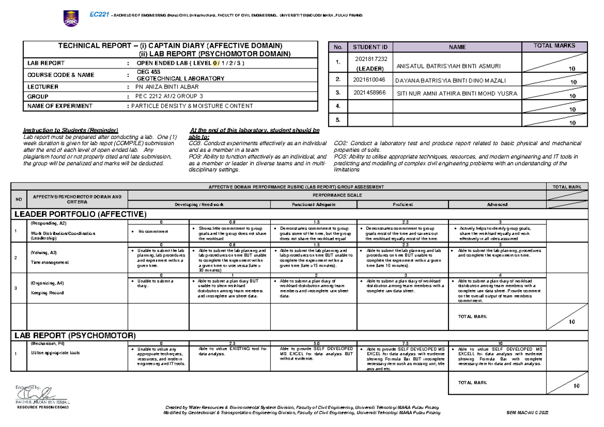 CEG 453 Laboratory Report 1 Group 3 - EC221 – BACHELOR OF ENGINEERING ...