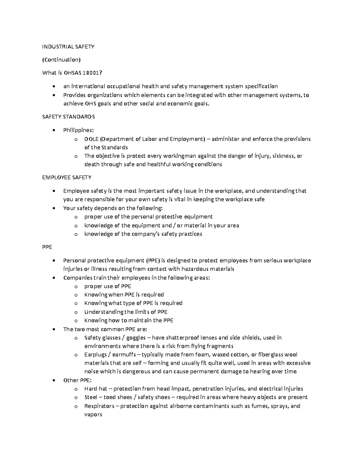 6. Industrial Safety part 2 INDUSTRIAL SAFETY (Continuation) What is