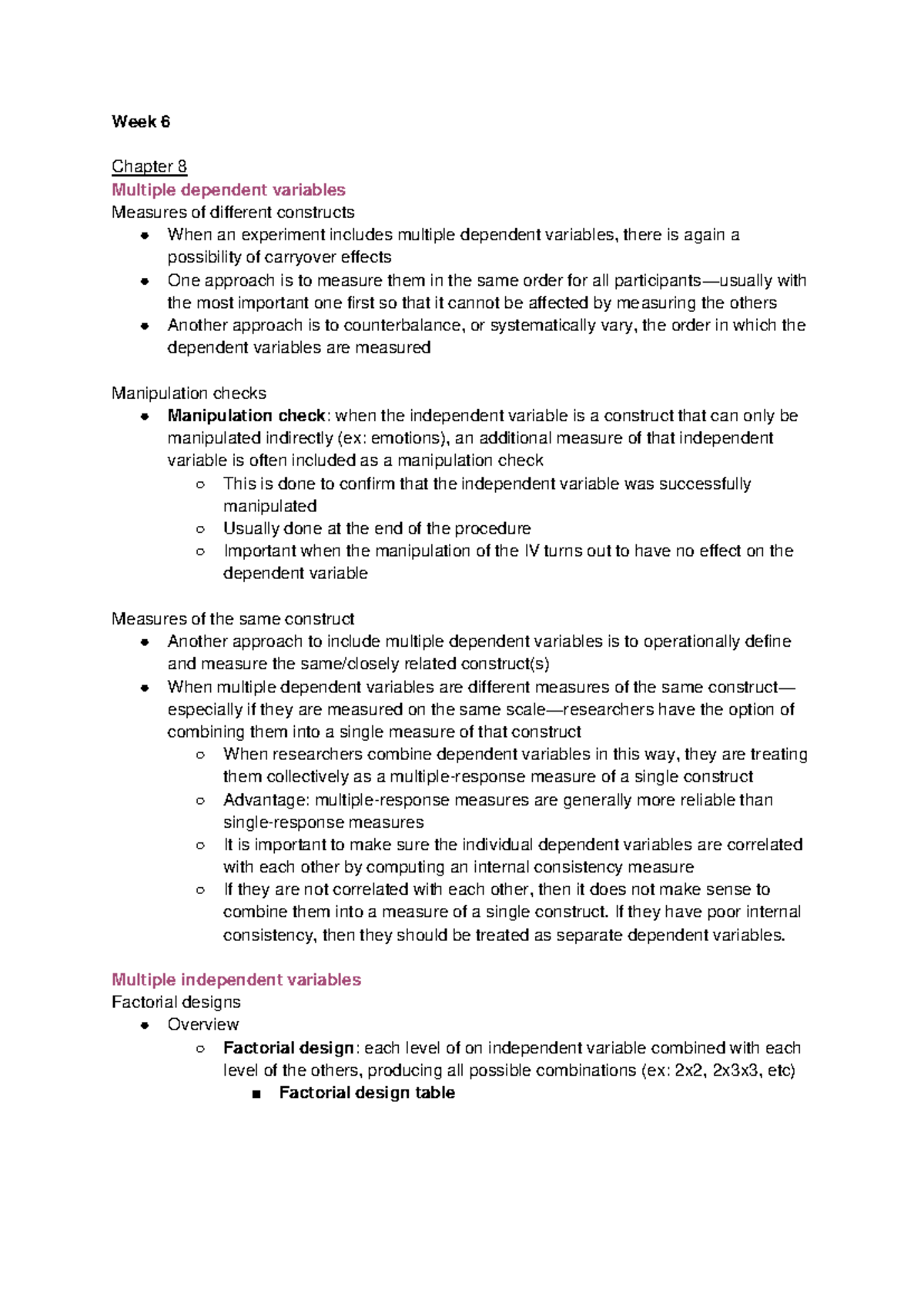 Week 6 - gl/psyc 2520 week 6 notes - Week 6 Chapter 8 Multiple ...