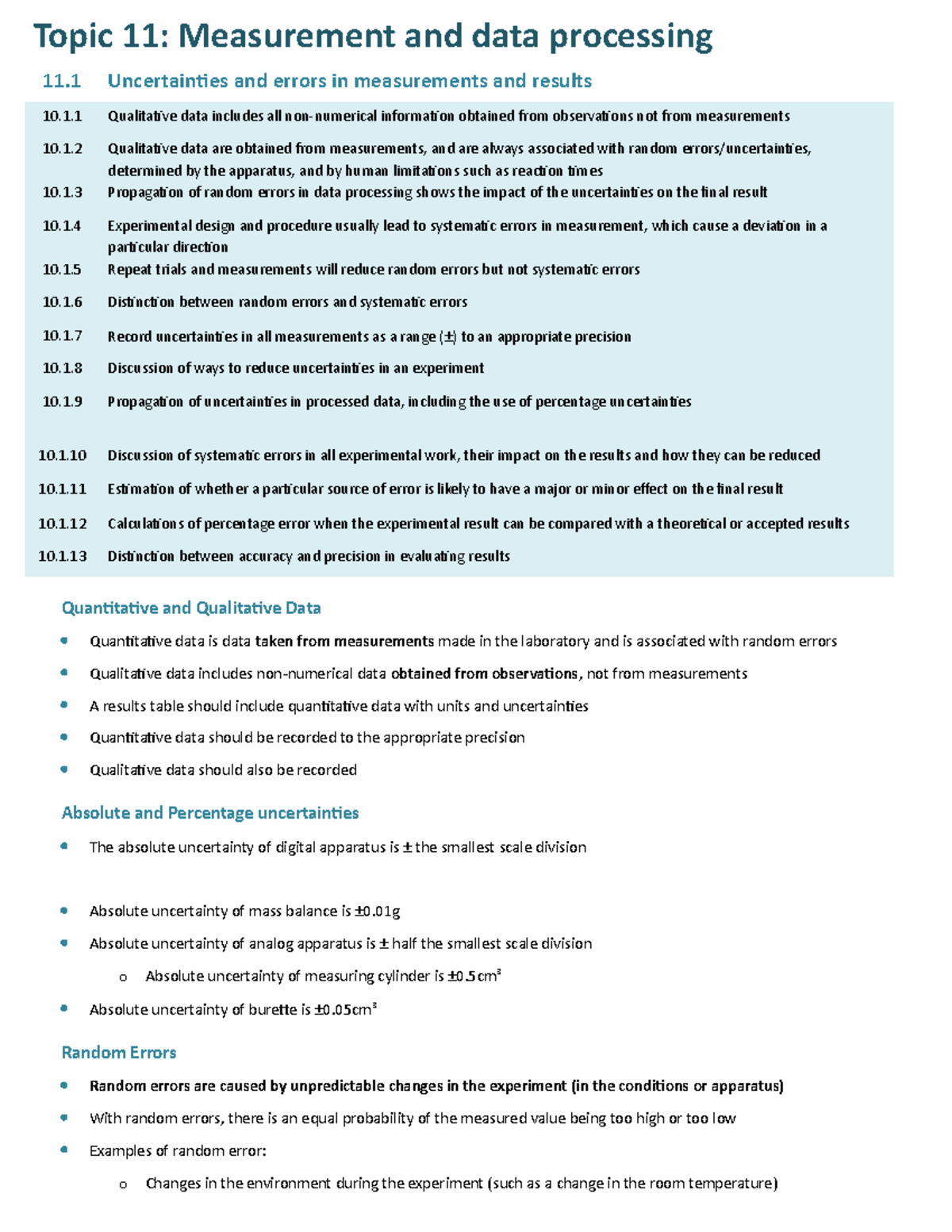 11 - chem - Topic 11: Measurement and data processing 11 Uncertainties ...