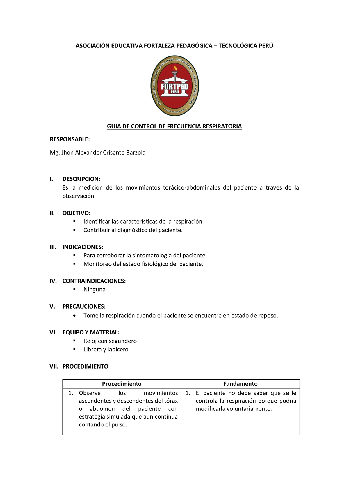 GUIA DE Control DE Frecuencia Respiratoria - ASOCIACI”N EDUCATIVA ...