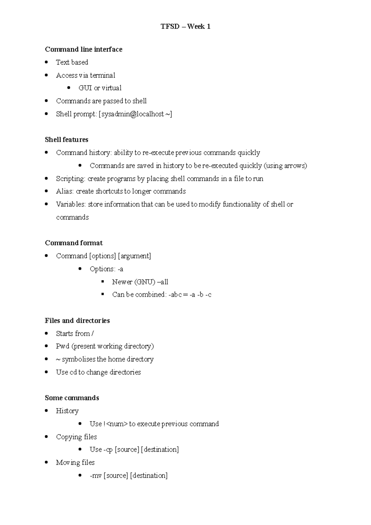 1 Week 1 - Lecture Notes. - TFSD – Week 1 Command line interface Text ...