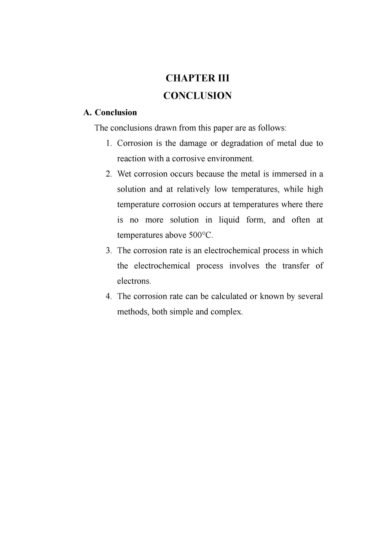 conclusion for assignment corrosion