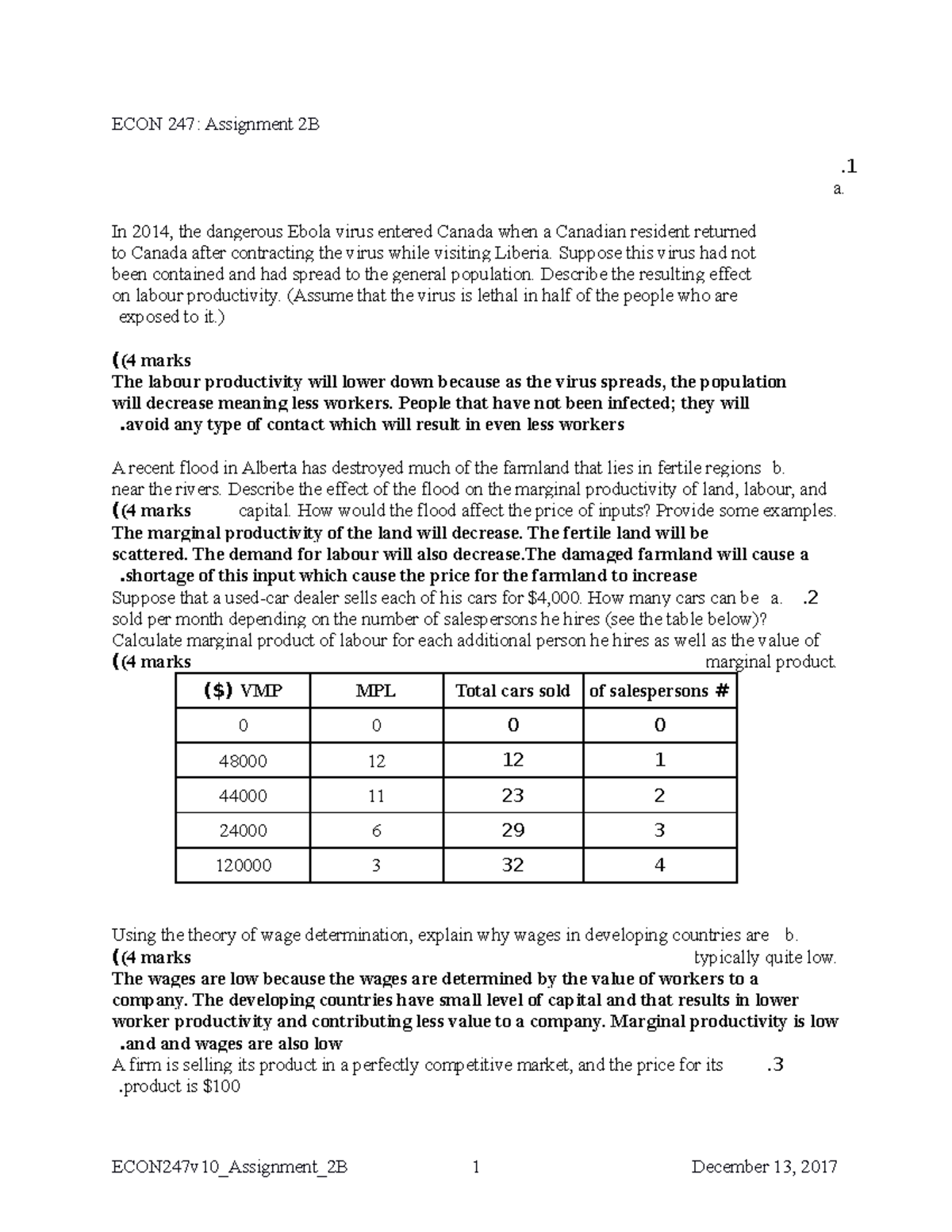 ECON247v10 Assignment 2B Rev - ECON 247: Assignment 2B . 1 a. In 2014 ...