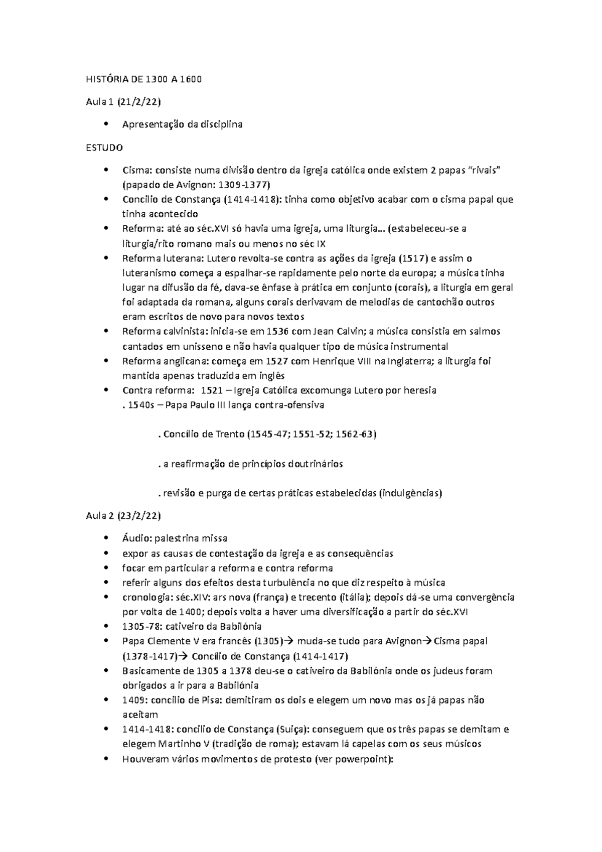 História DE 1300 A 1600 - HISTÓRIA DE 1300 A 1600 Aula 1 (21/2/22 ...