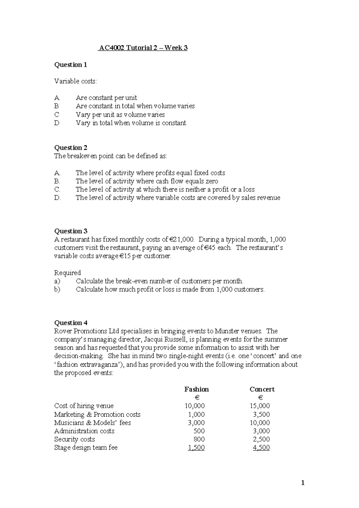 AC4002+Tutorial+2+Week+3 - AC4002 Tutorial 2 – Week 3 Question 1 ...