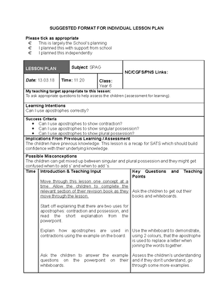 Space cvc words - lesson plan - SUGGESTED FORMAT FOR INDIVIDUAL LESSON ...