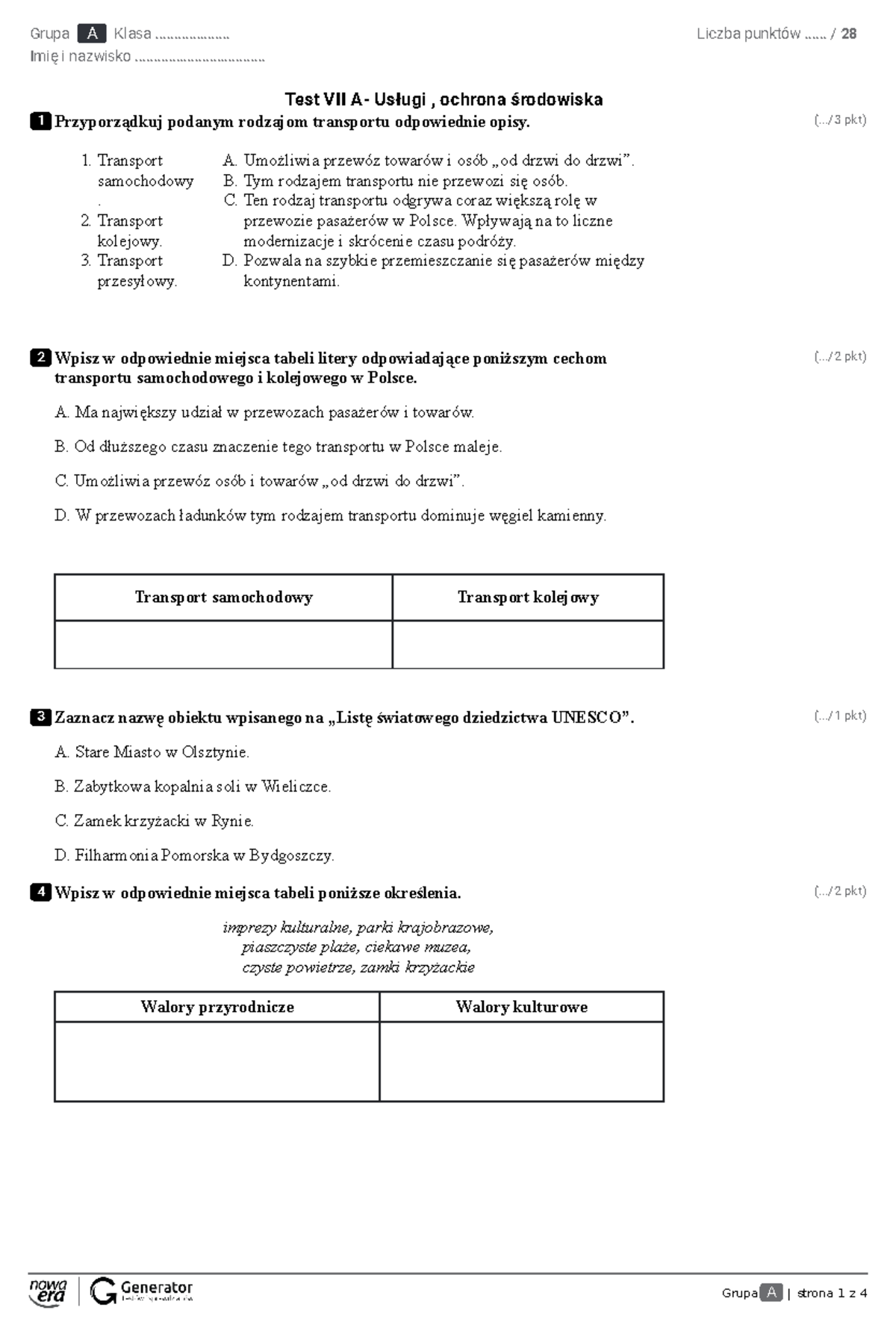 Ochrona środowiska Sprawdzian Liceum Nowa Era Gr B www.studocu.com