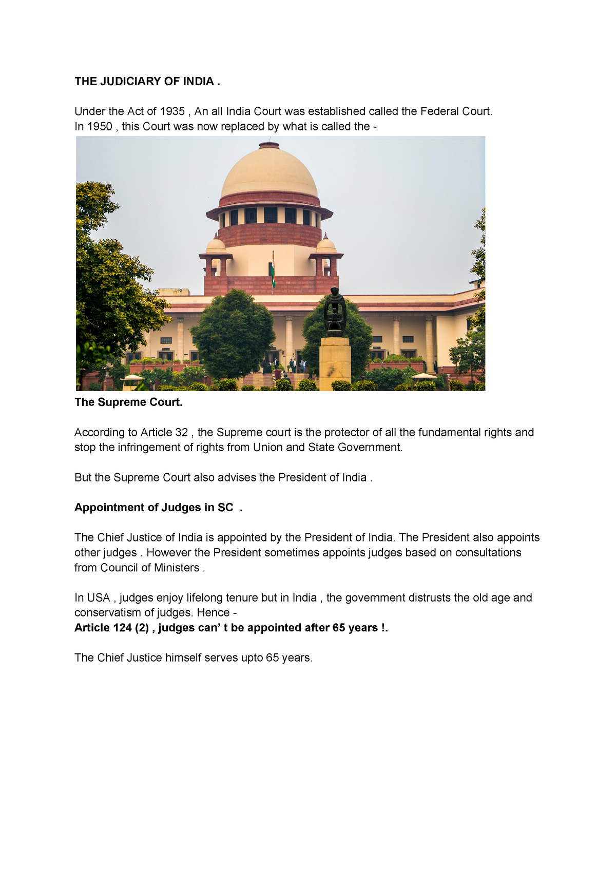 THE Judiciary OF India - THE JUDICIARY OF INDIA. Under The Act Of 1935 ...