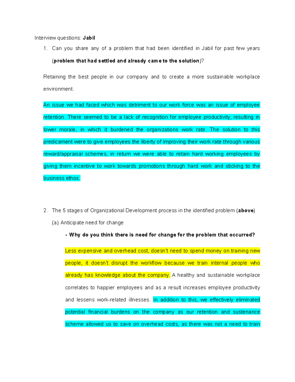 Interview questions 1 - Lecture notes 1 - Interview questions: Jabil 1 ...