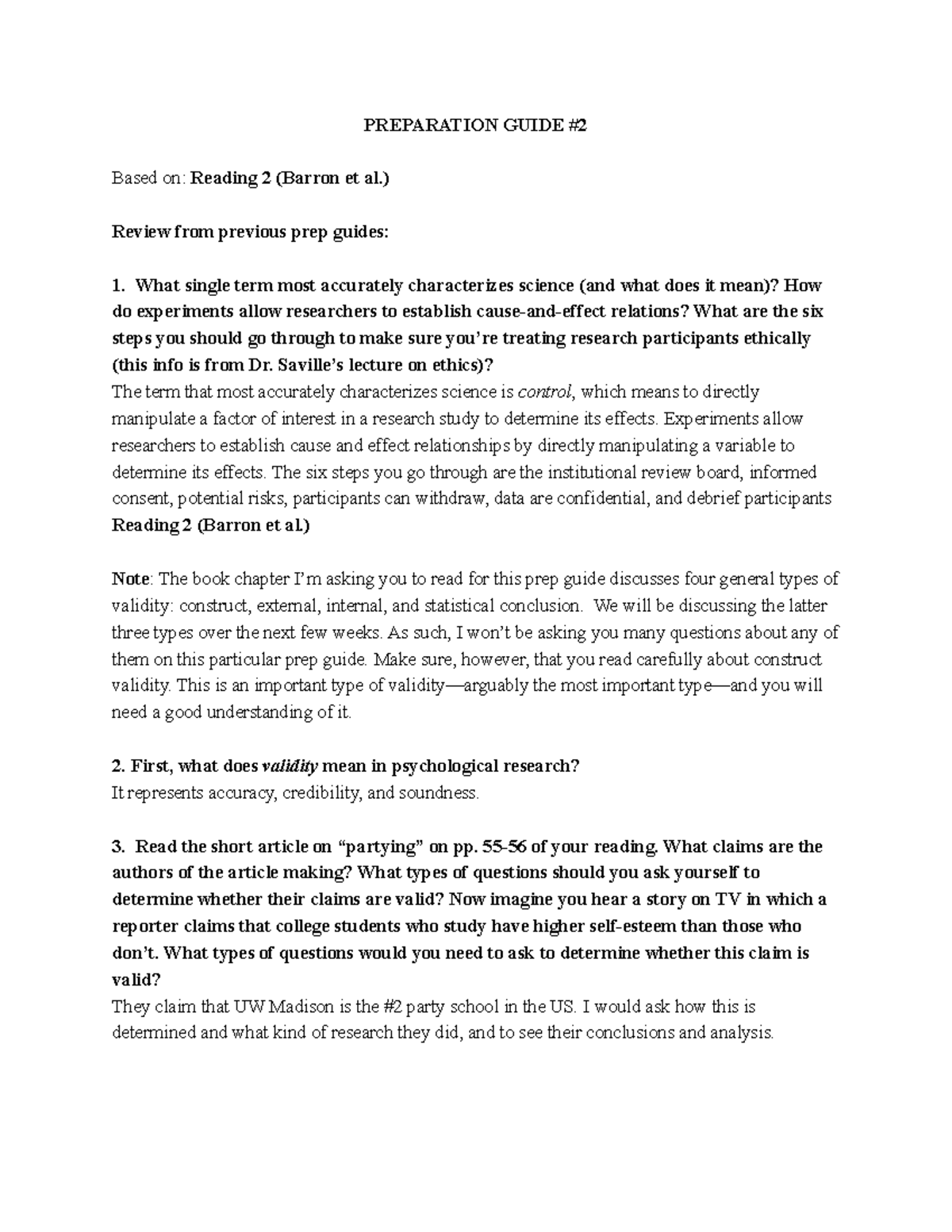 Preparation Guide 2 PREPARATION GUIDE Based on Reading 2 (Barron et