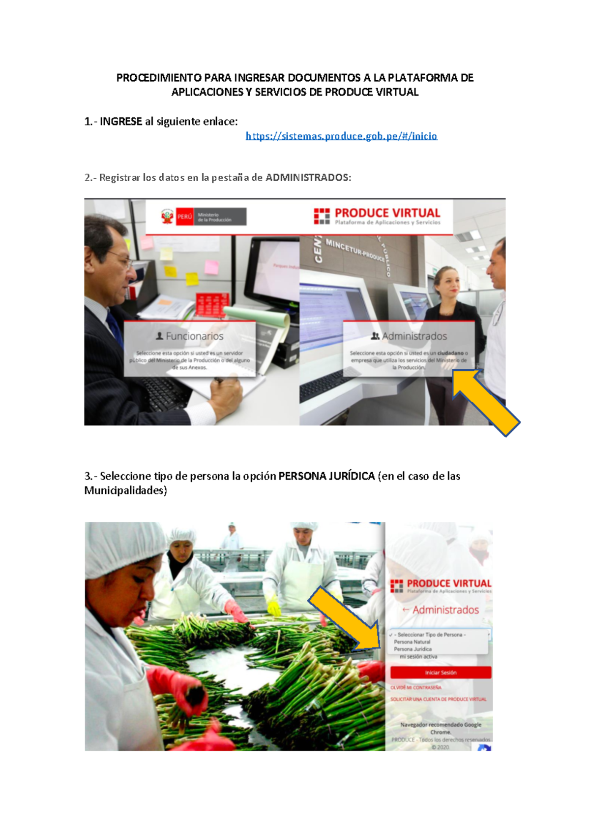 Procedimiento PARA Ingresar Produce Virtual PROCEDIMIENTO PARA