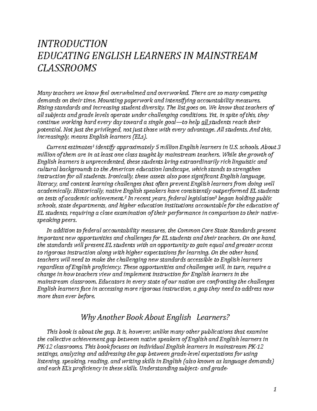 Introduction - First Lecture Notes - 1 INTRODUCTION EDUCATING ENGLISH ...