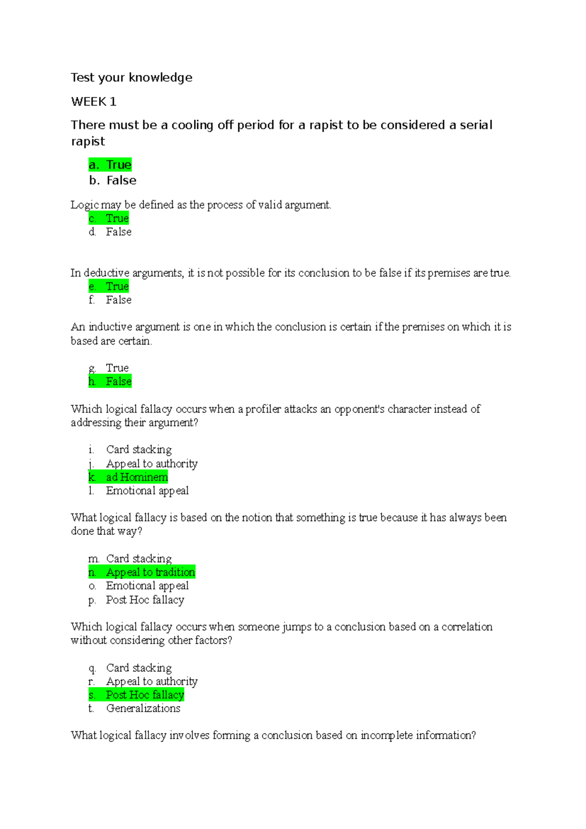 Test your knowledge - LECTURE NOTES - Test your knowledge WEEK 1 There ...