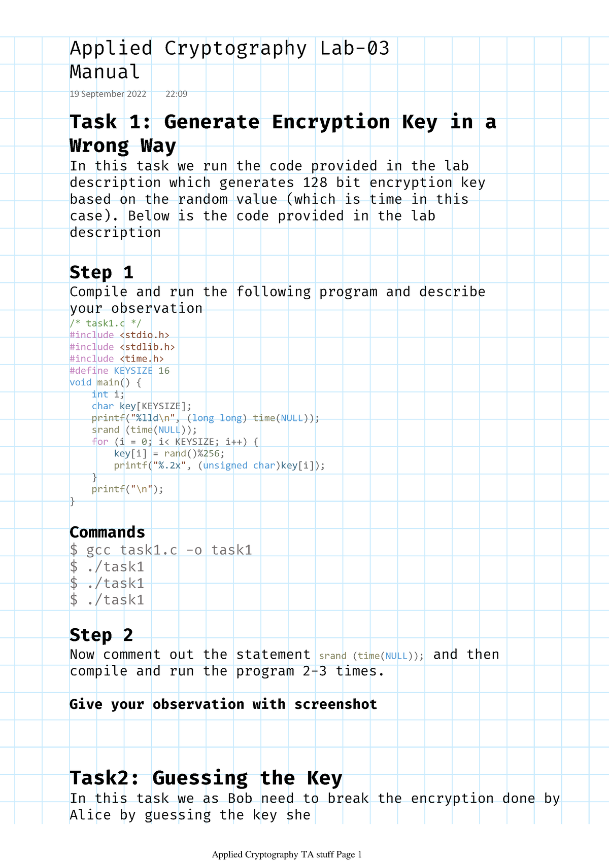 Applied Cryptography Lab-03 Manual - Task 1: Generate Encryption Key In ...