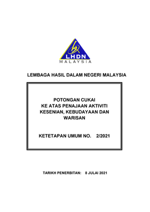 KU 02 2021 Potongan Cukai Ke Atas Penajaan Aktiviti Kesenian 