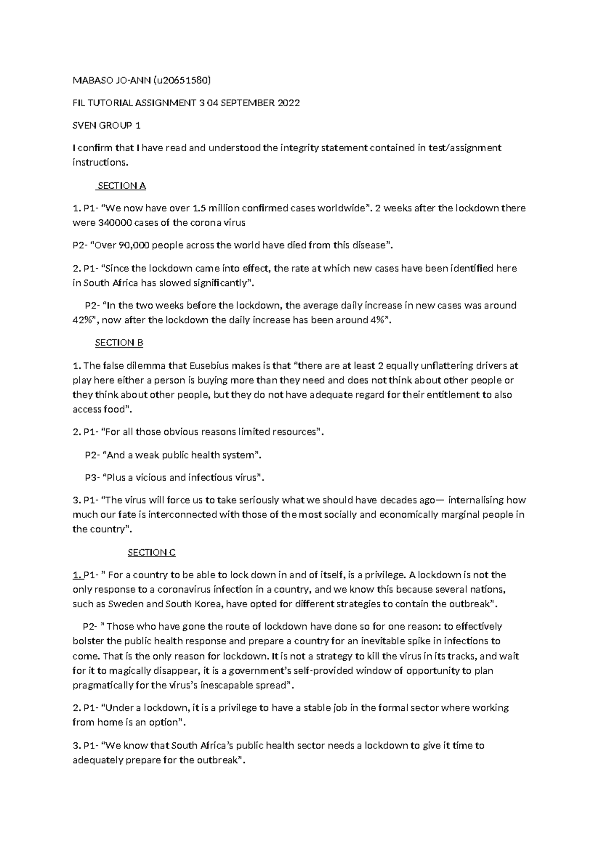 Tutorial assignment 3 joann - MABASO JO-ANN (u20651580) FIL TUTORIAL ...