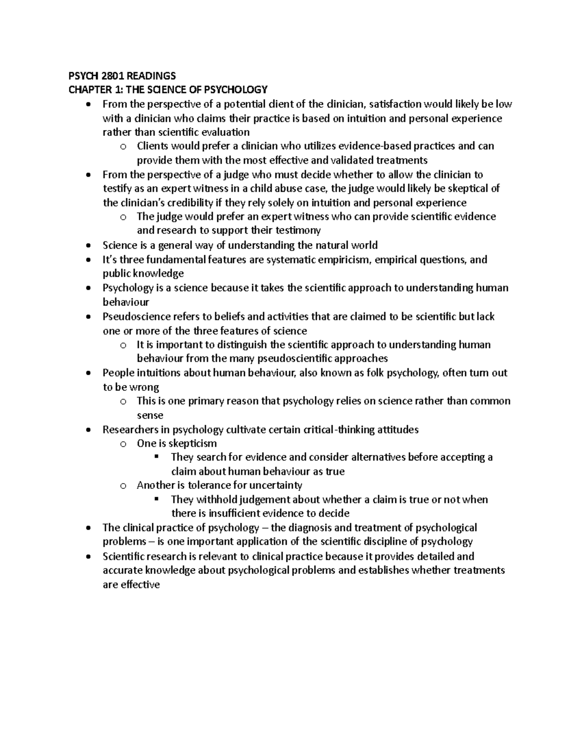 Chapter 1 The Science of Psychology (Textbook) - PSYCH 2801 READINGS ...