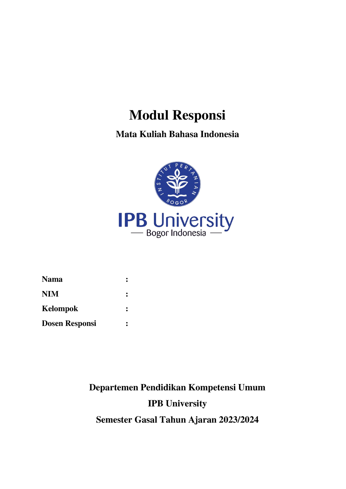 Modul Responsi DPKU Gasal 2023-2024 - Modul Responsi Mata Kuliah Bahasa ...