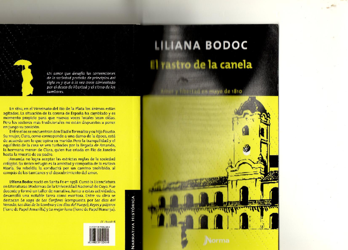 El rastro de la canela de Liliana Bodoc - Literatura - Studocu