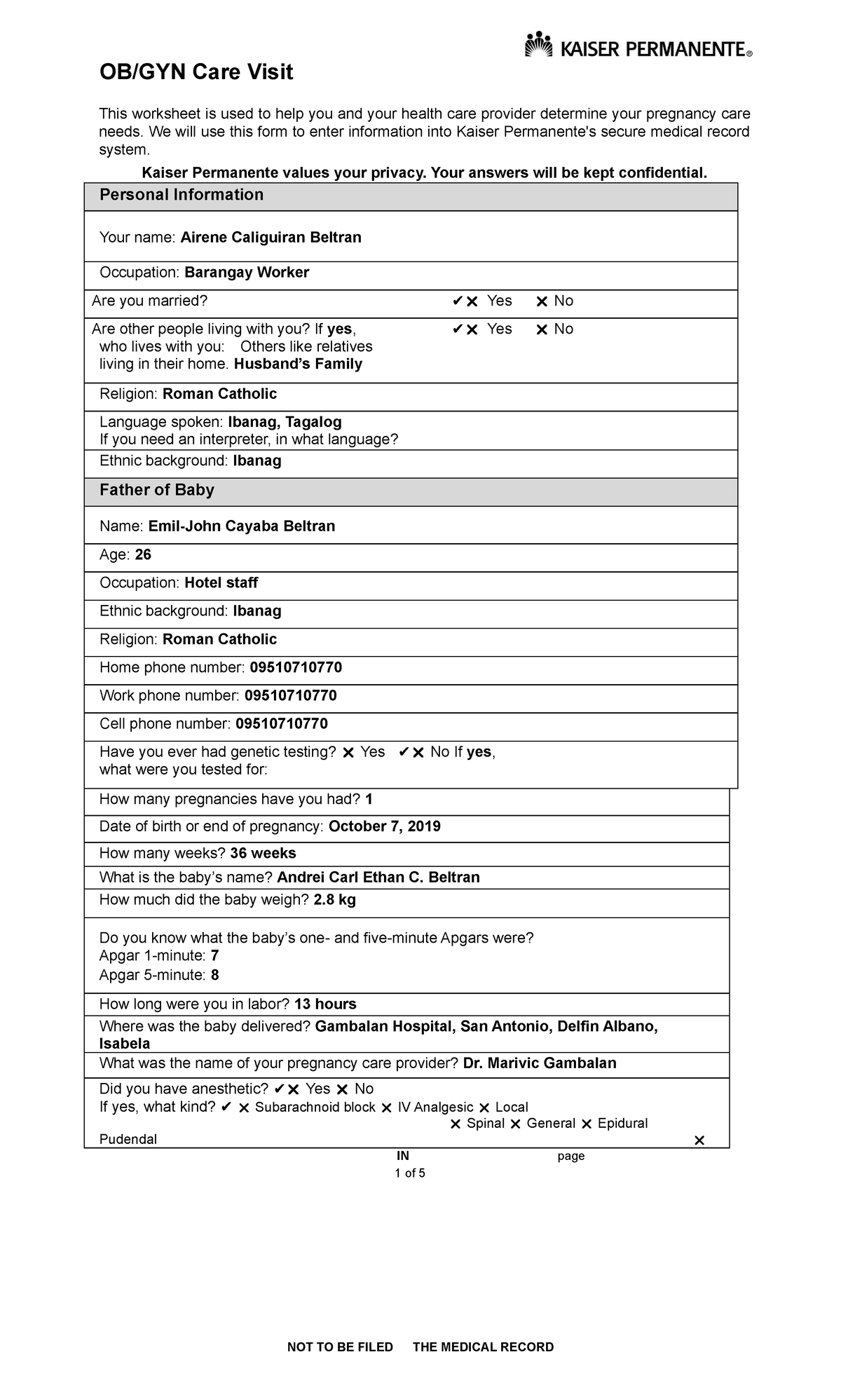 Antenatal care visit-Mrs. ACB - OB/GYN Care Visit This worksheet is ...