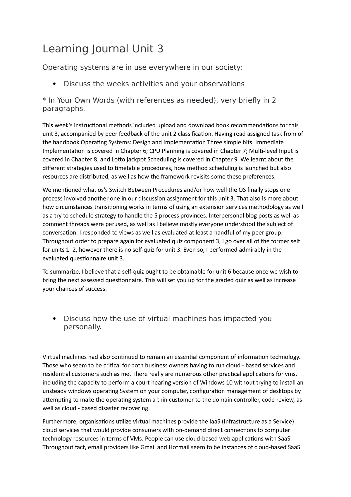 Learning Journal Unit 3 - This week's instructional methods included ...