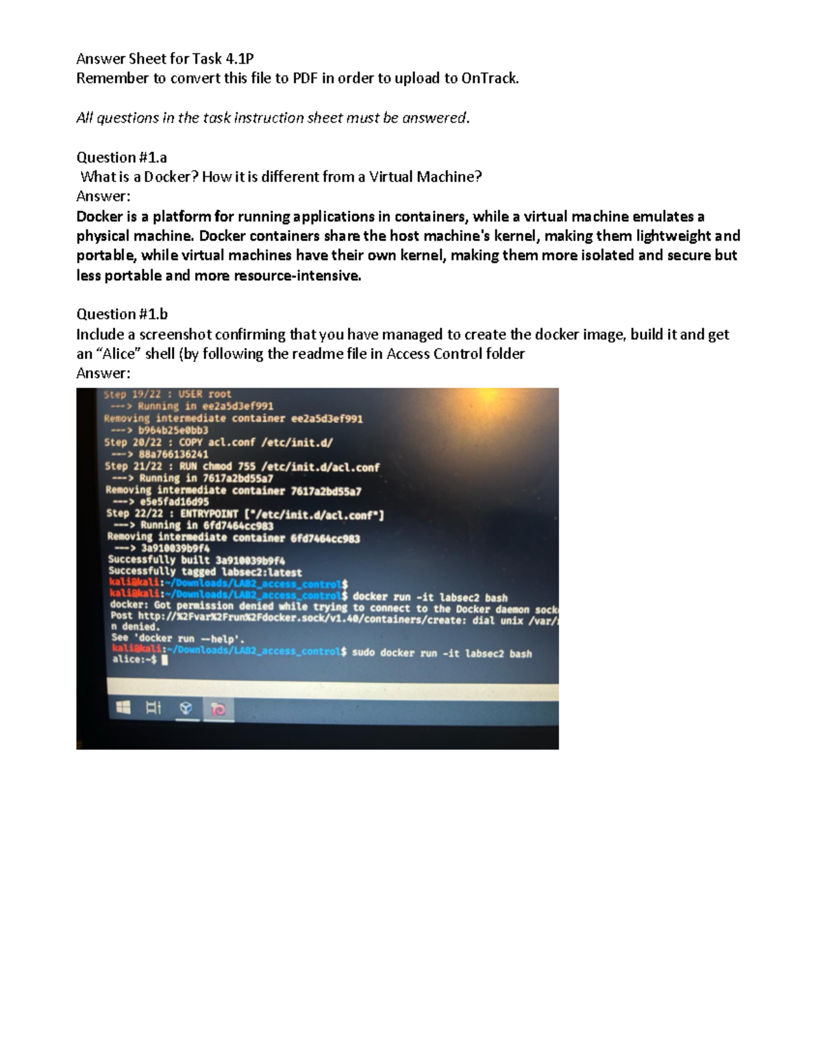 Task 4.1P Answer Sheet - assignment - Remember to convert this file to ...