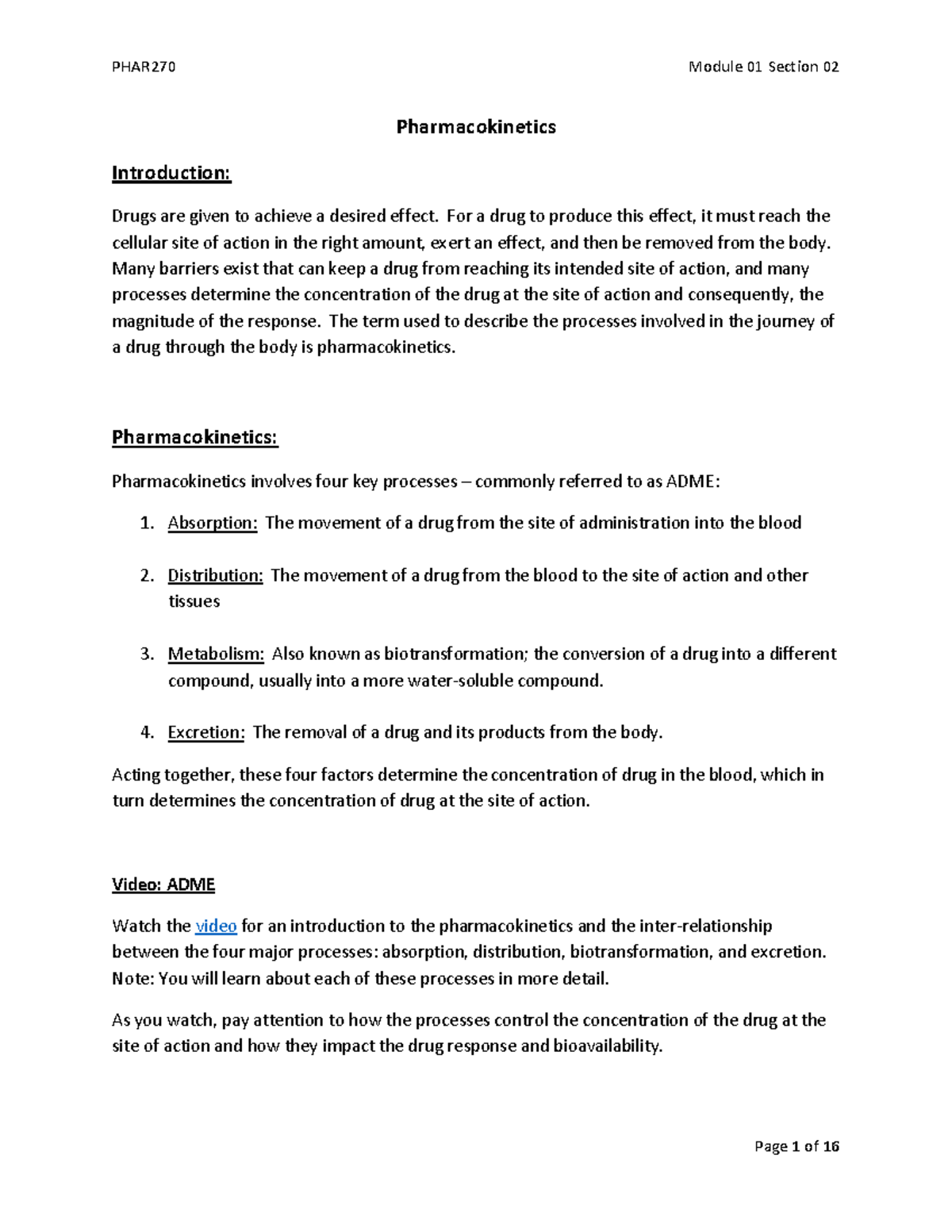 DBMS Notes - Module 01 Section 02 Pharmacokinetics - Pharmacokinetics ...
