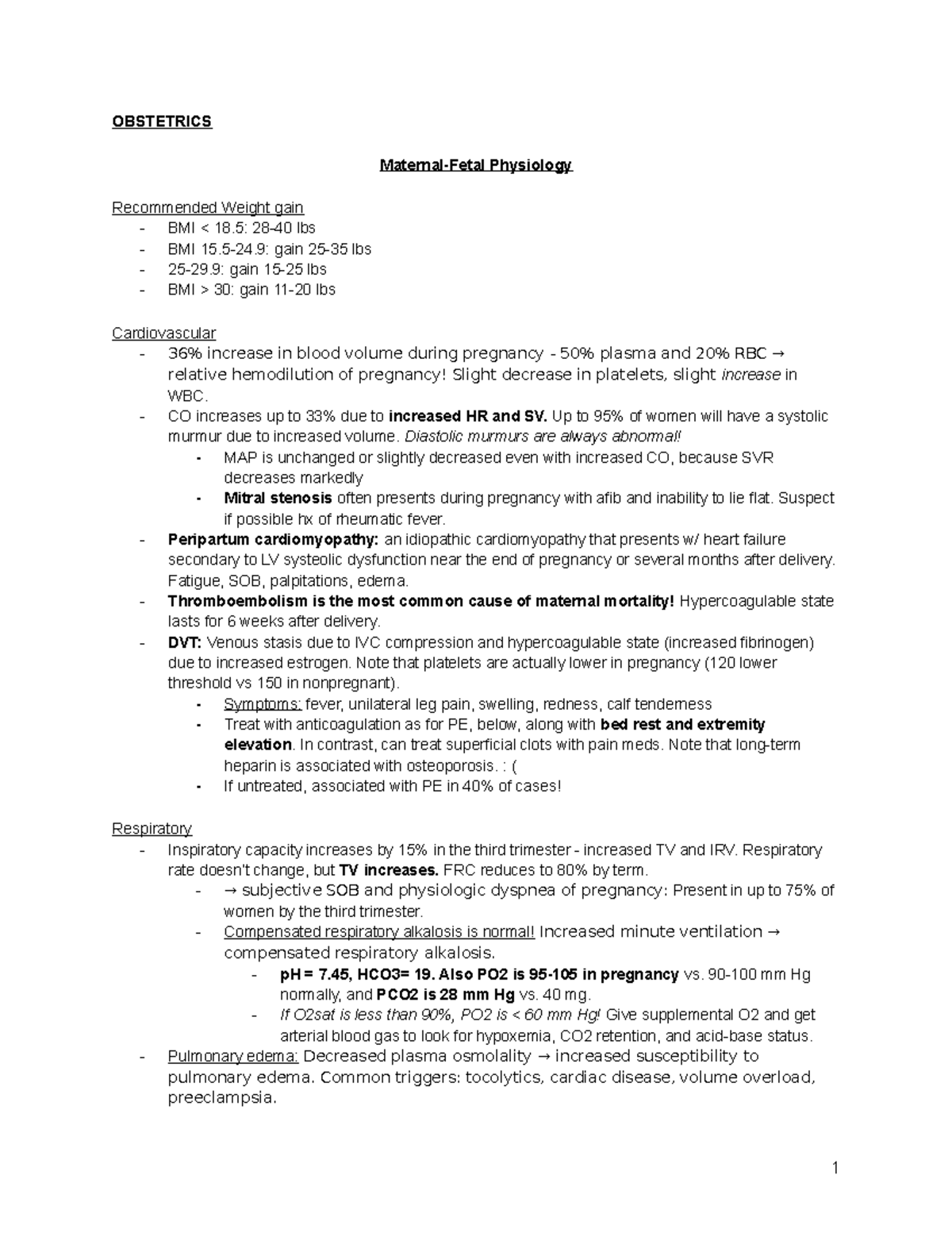 Obstetrics Notes OBSTETRICS Maternal Fetal Physiology Recommended obstetrics-notes-obstetrics-maternal-fetal-physiology-recommended