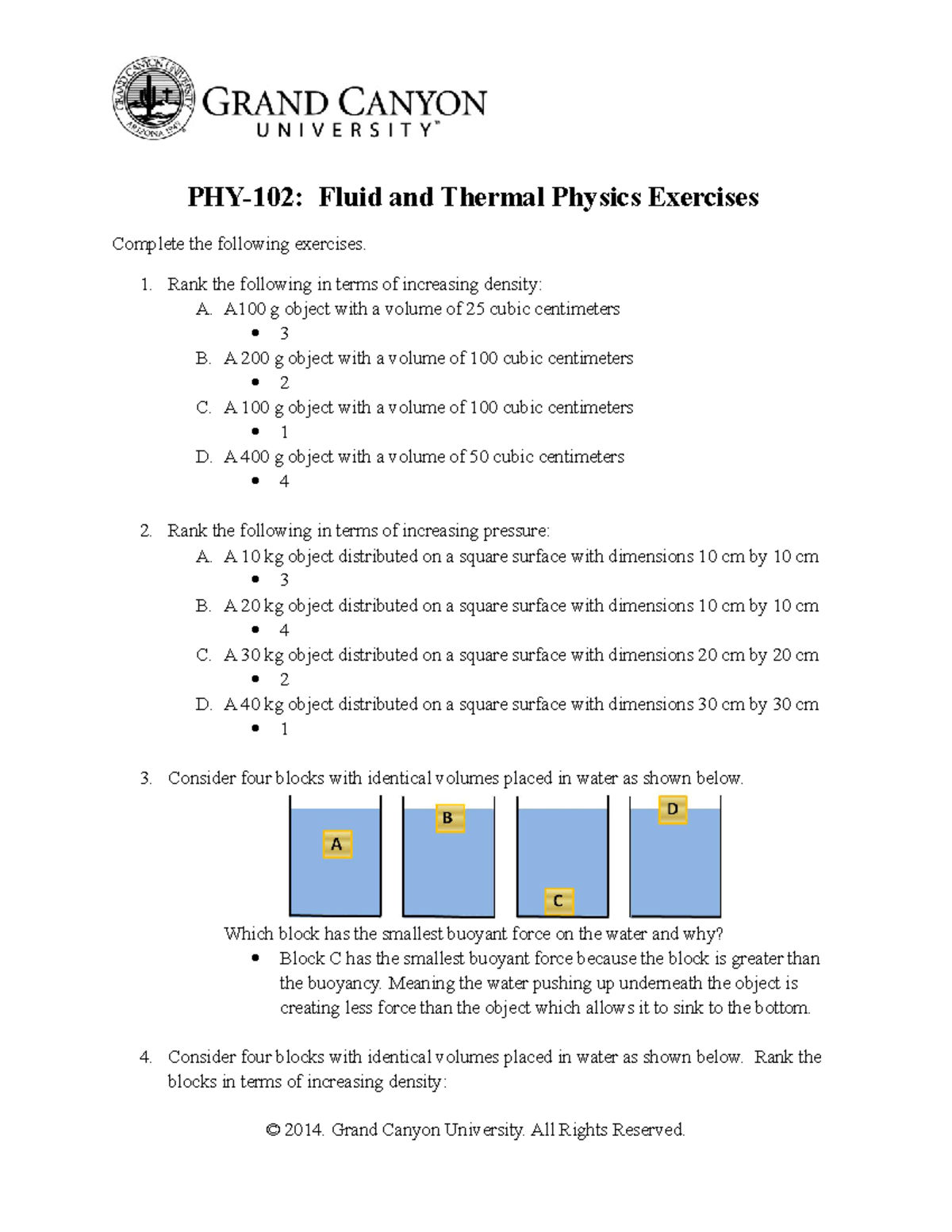 PHY 102 RS Fluidand Thermal Physics Exercises - PHY-102: Fluid And ...