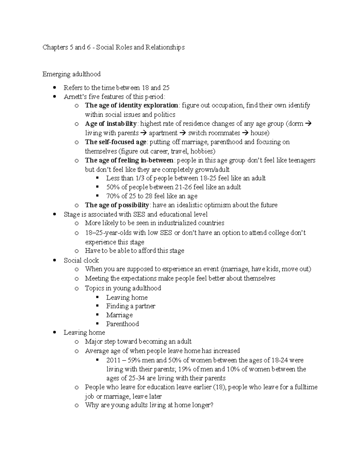 Adulthood And Aging Chapter 5 And 6 Notes - Chapters 5 And 6 - Social ...