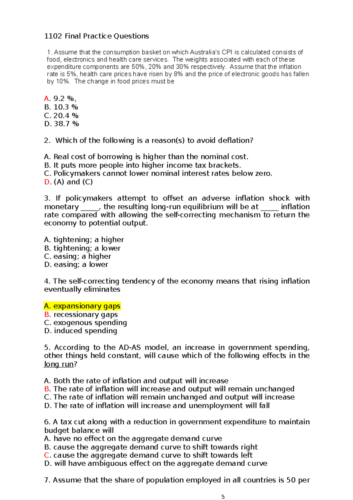 ECON1102 MCQ practice - it is a good revision for your final exam ...