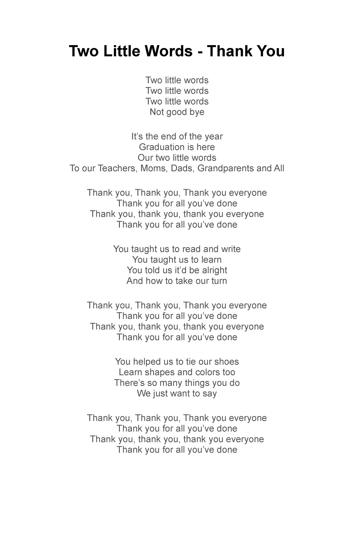 The Thank You Song 