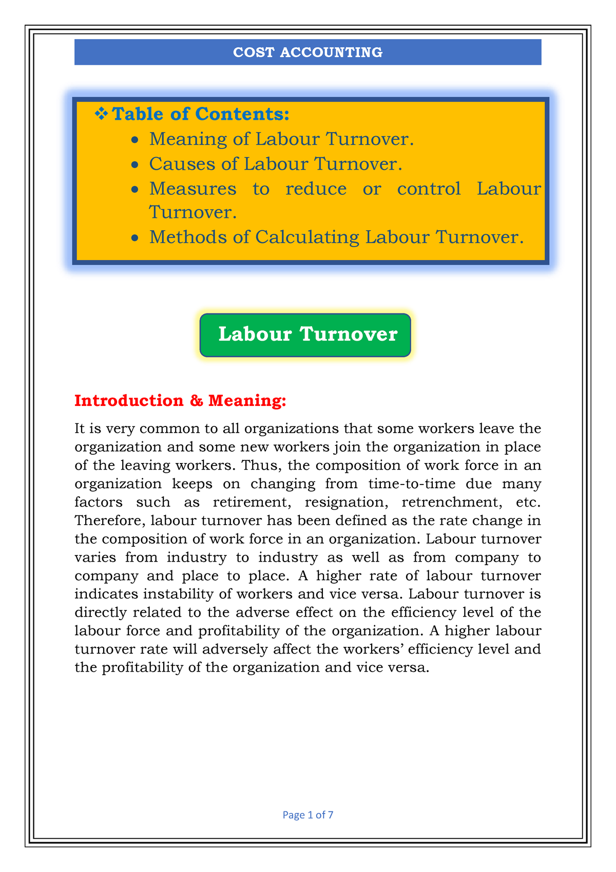 How Is Labour Turnover Measured