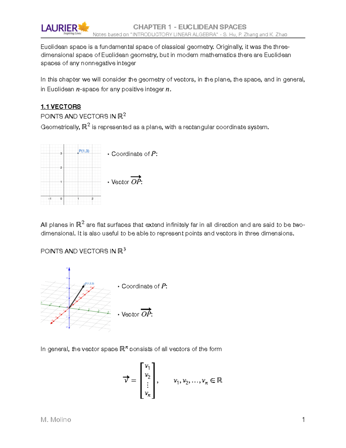 Week 1 Lecture Notes MA122 - Notes Based On “INTRODUCTORY LINEAR ...