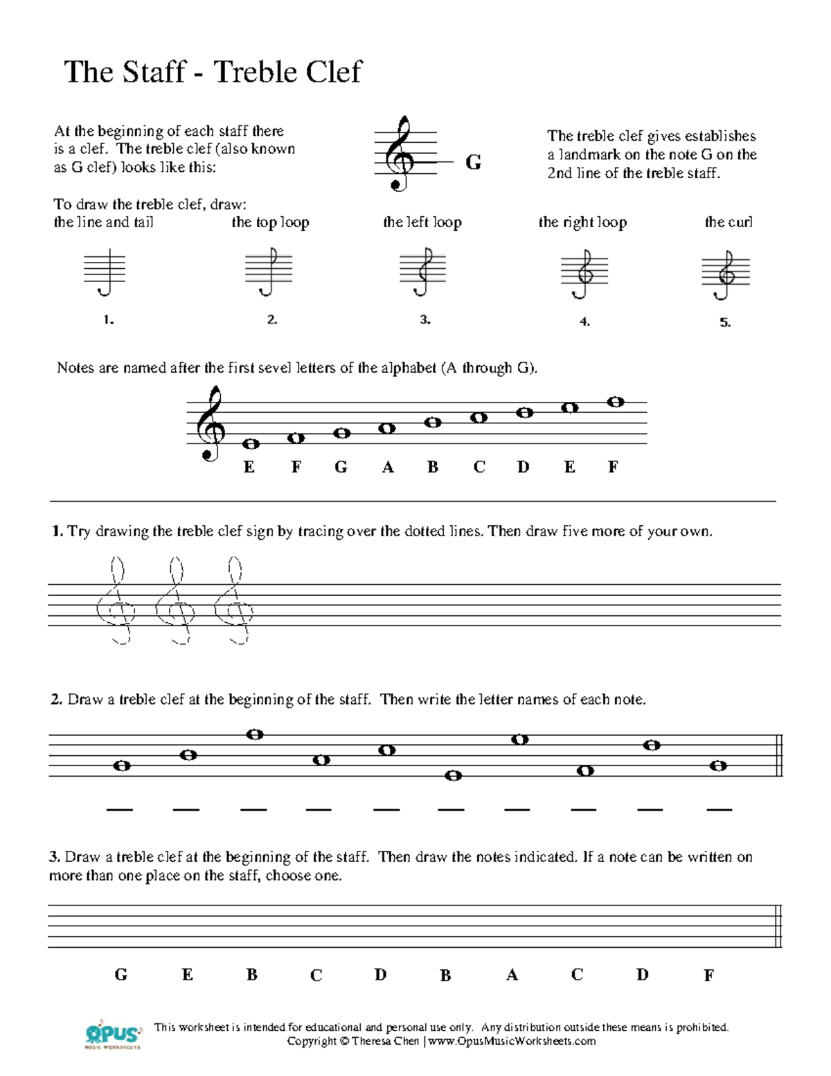 Treble Clef - idk - & & w w w w w w w w w E F G A B C D E F w w w w w w ...